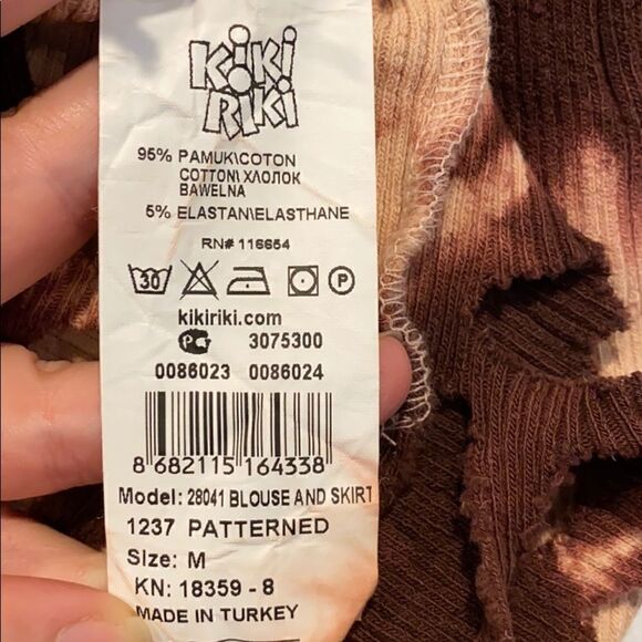 KIKIRIKI BORDEAUX PINK TIE-DYE TURTLENECK TOP & SKIRT SET M - Picture 7 of 9